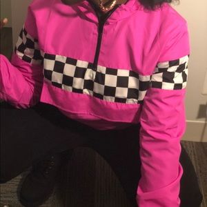 pink checkered windbreaker